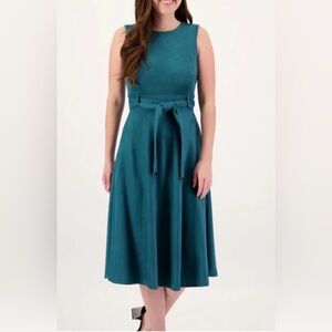Calvin Klein Green Faux Suede Midi Dress